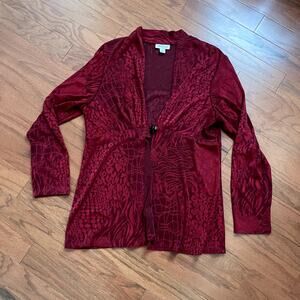 Coldwater Creek Dark Red Detailed Button Cardigan Size Large